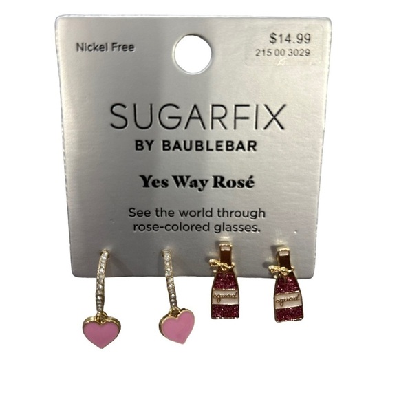 SUGARFIX by Baublebar Yes Way Rose’ Wine and Hearts Earrings, NWT NEW - Picture 4 of 6